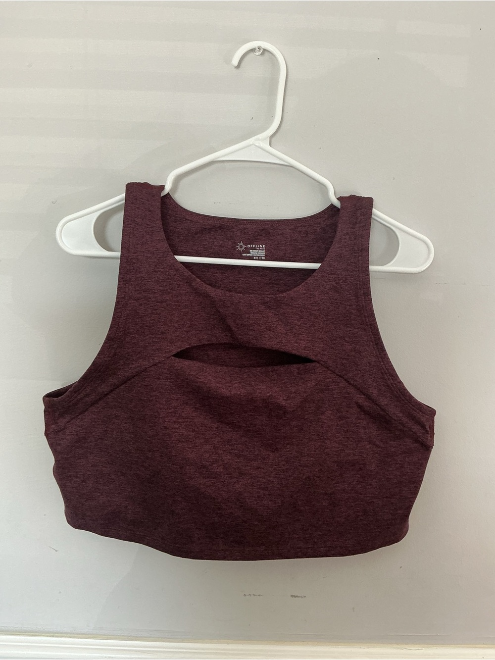 Offline by Aerie Maroon Heather Sports Bra Crop